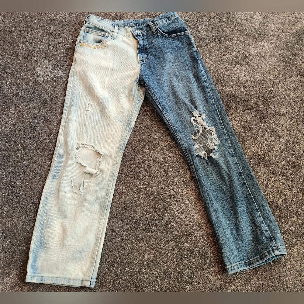 Lee Distressed Destroyed Retro Jeans Girls Size 12 Husky Floral Print